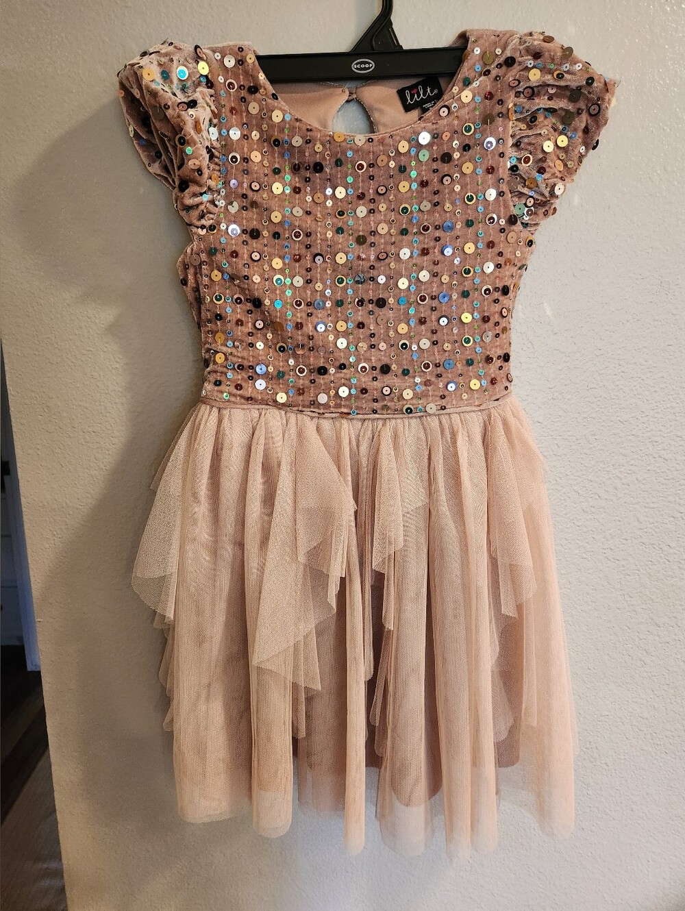 Lilt Girls Pink Sequin Tulle Party Dress Wedding